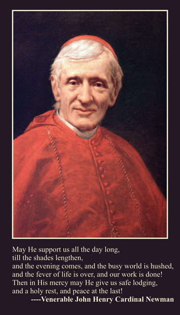 Blessed John Henry Cardinal Newman Prayer Card